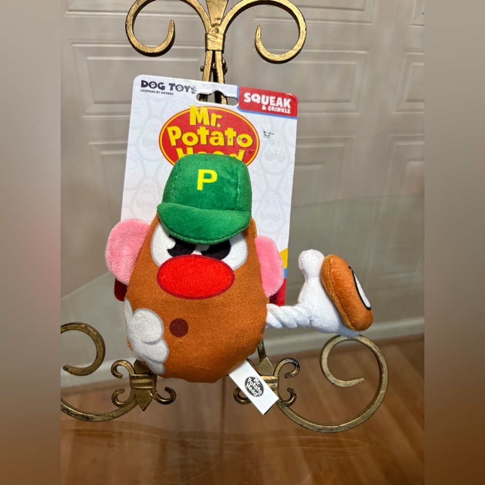 Hasbro Small Mr. Potato Head Plush Dog Toy  Squeak, Crinkle & Rope  New  6.5”